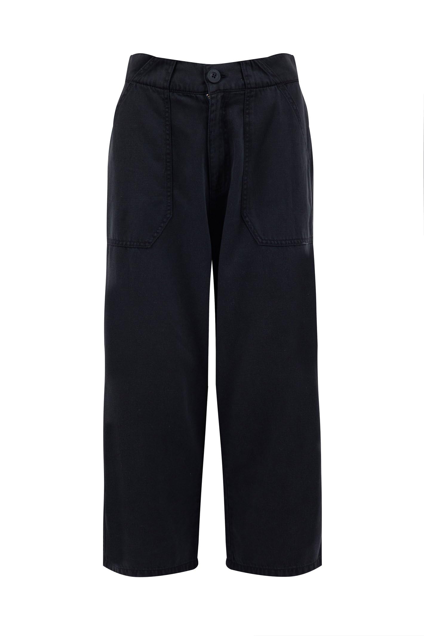 Weird Fish Women's Midnight Angelika Cropped Wide Leg Trousers Size 14