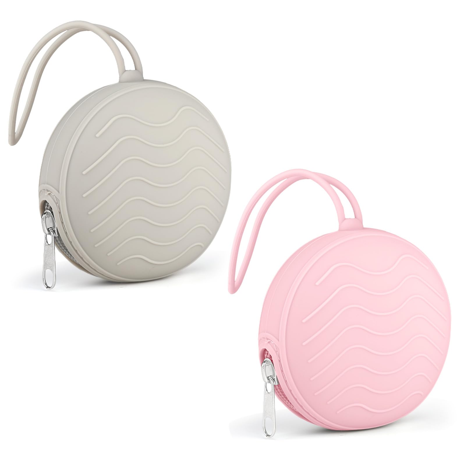Silicone Boîte à Tétine Sans BPA 2 Pièces, Boîte de Rangement Étanche Portable pour Suceur Bébé Gris Rose