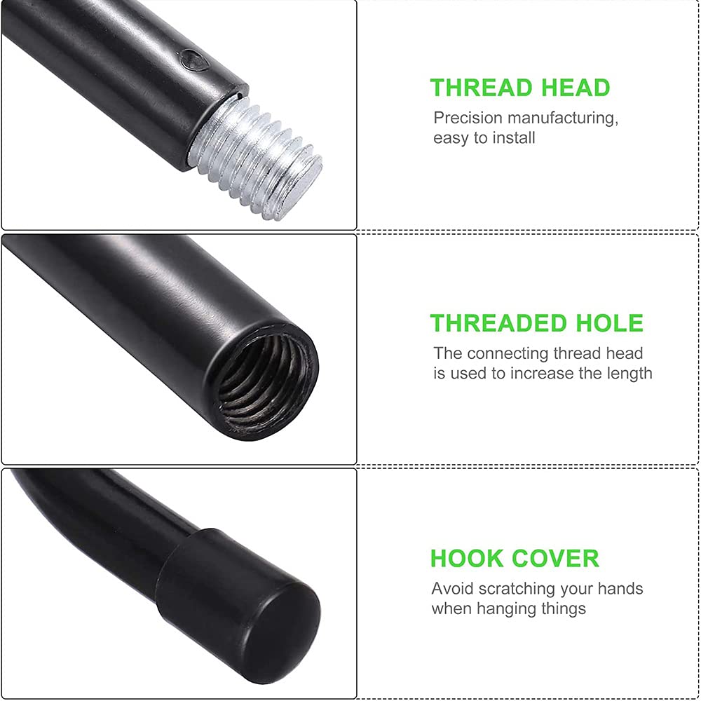 2 Ganci Da Pastore In Metallo - 120cm, Nero, Per Luci Giardino E Decorazioni - Foto 5