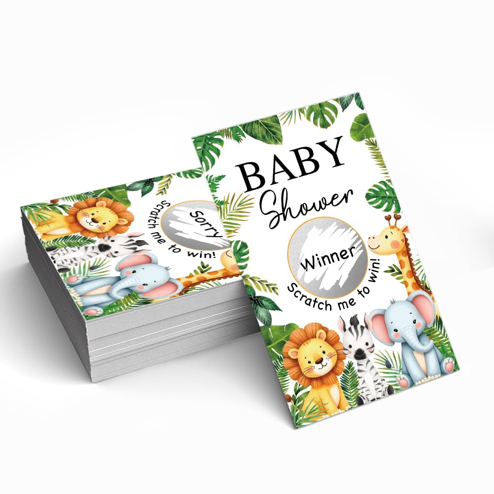 50 Stück Baby Shower Rubbelspiel, Waldtiere Thema Rubbelkarte für Geburtstagsfeier, Lotteriespiele, Gruppenspiele, Familienaktivität, Babyparty-Aktivität und Idee