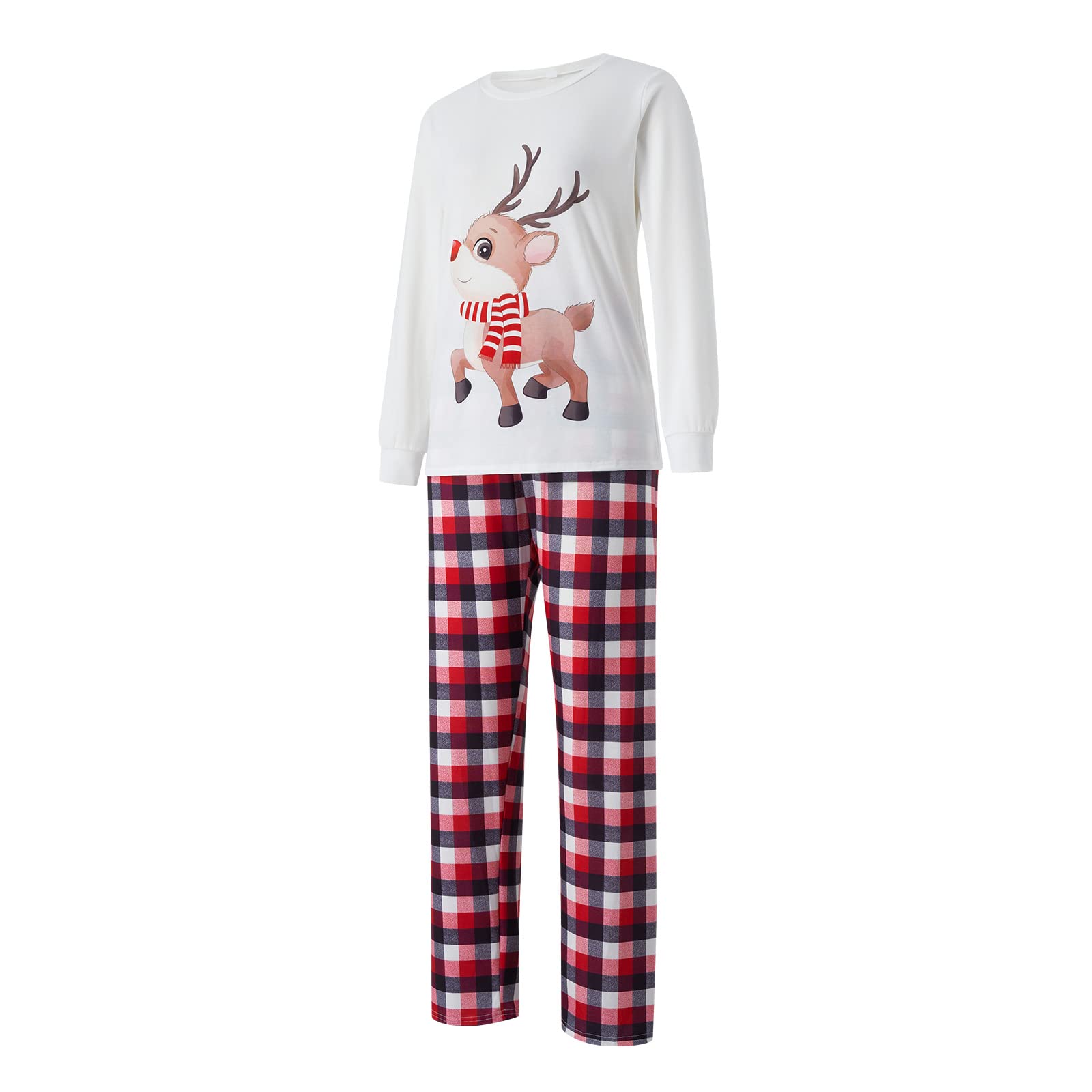 FeMereina FamilyConjunto de pijama de Navidad a juego con estampado de elk para adultos y niños, juego de ropa de descanso familiar