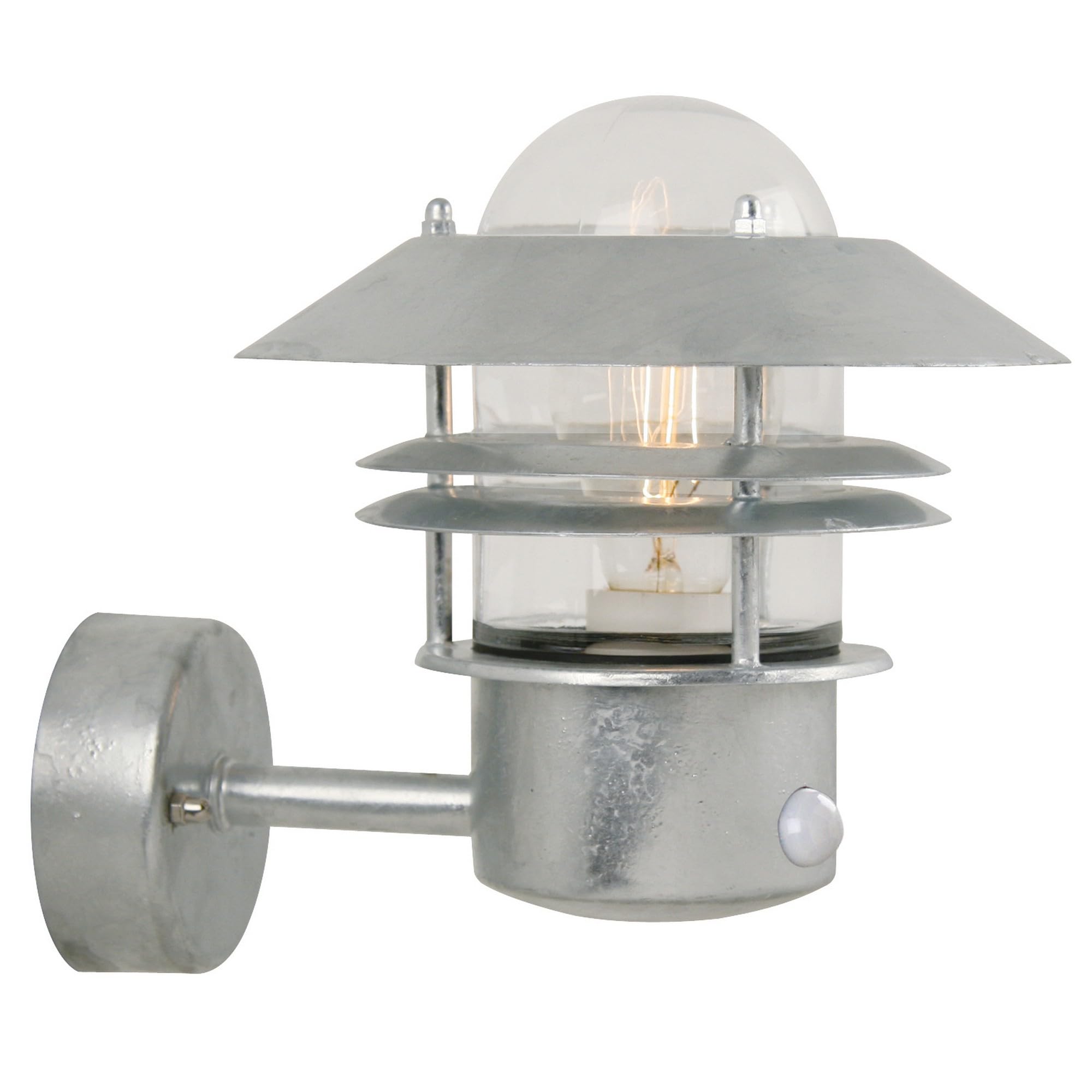 Nordlux Blokhus Up Sensor Outdoor Wall Light - Galvanized Steel - E27 Bulb Socket - Silver