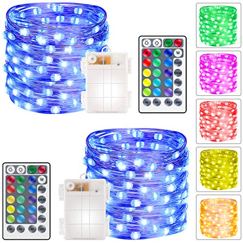 Preisvergleich Produktbild Minger 5m Lichterketten mit RF Fernbedienung Batteriebetriebene Twinkle Lichter für Schlafzimmer Party Dekoration Hochzeit 2 Stück