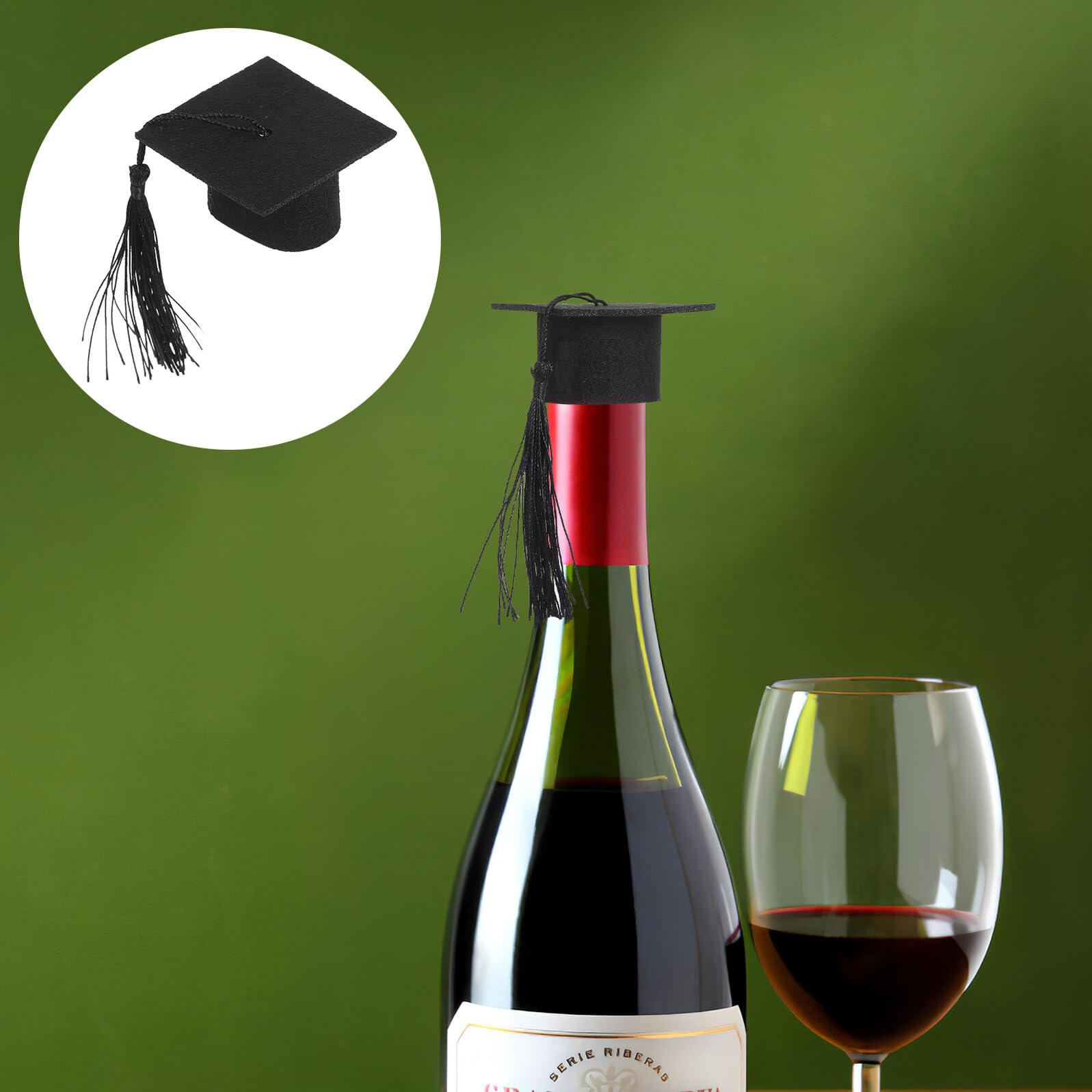 20 Pezzi Mini Cappello Laurea Nero Non Tessuto Decorazione per Bottiglie e Bambole per Feste di Laurea e Foto Ricordo