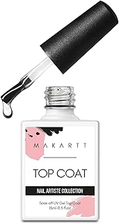 Makartt Gel Top Coat No Wipe, 15ML Clear Top Coat Gel Nail Polish, High Gloss Shine Finish Long Lasting Soak Off UV Nail Lamp Need for Acrylic Nails, Salon Quality Home DIY Manicure