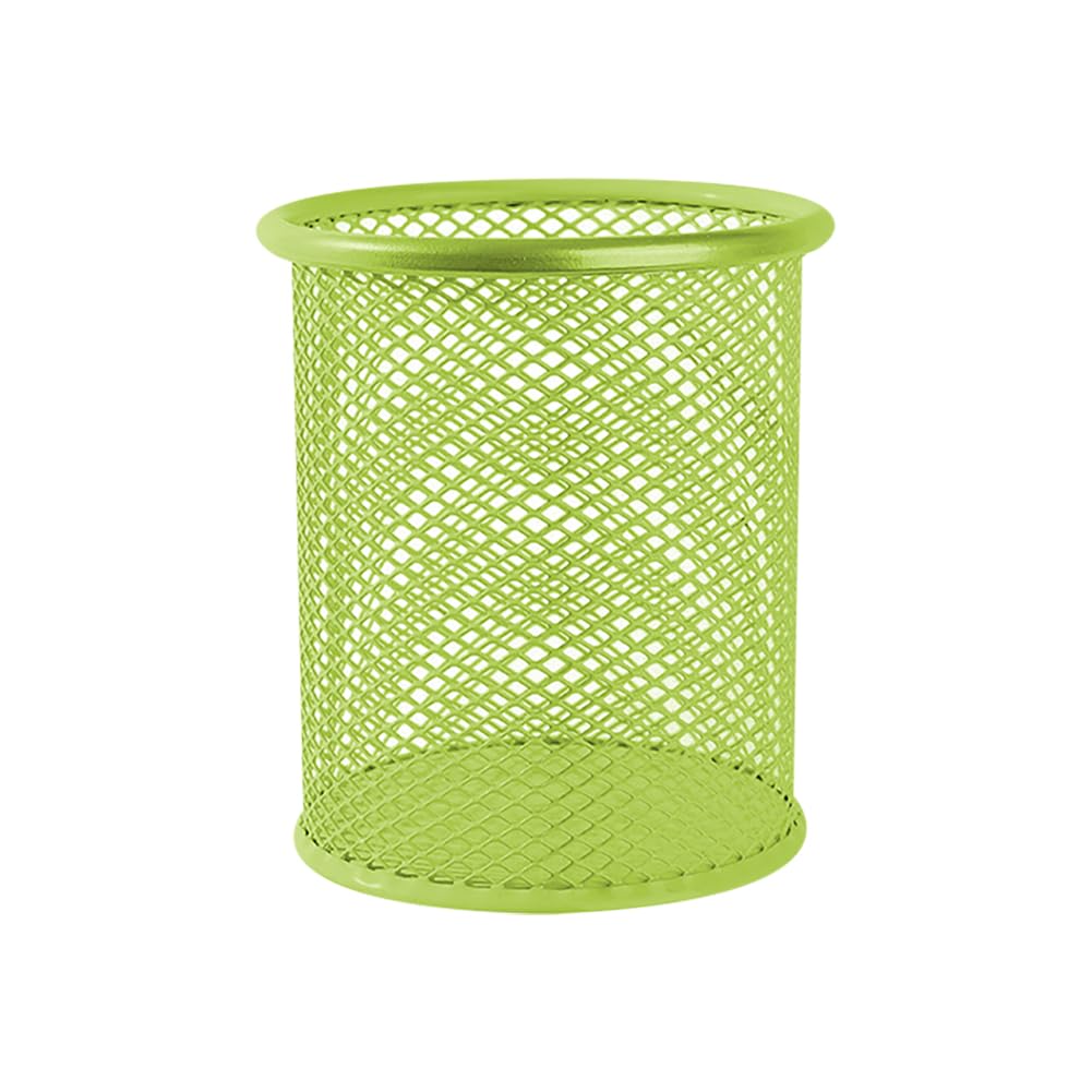 HugeDE Pen Holder Cup Metal Mesh Pencil Holder Desk Pencil Cup Round Pen Organizing Cup Office Pen Organizer Cute Pencil Organizer for School Green