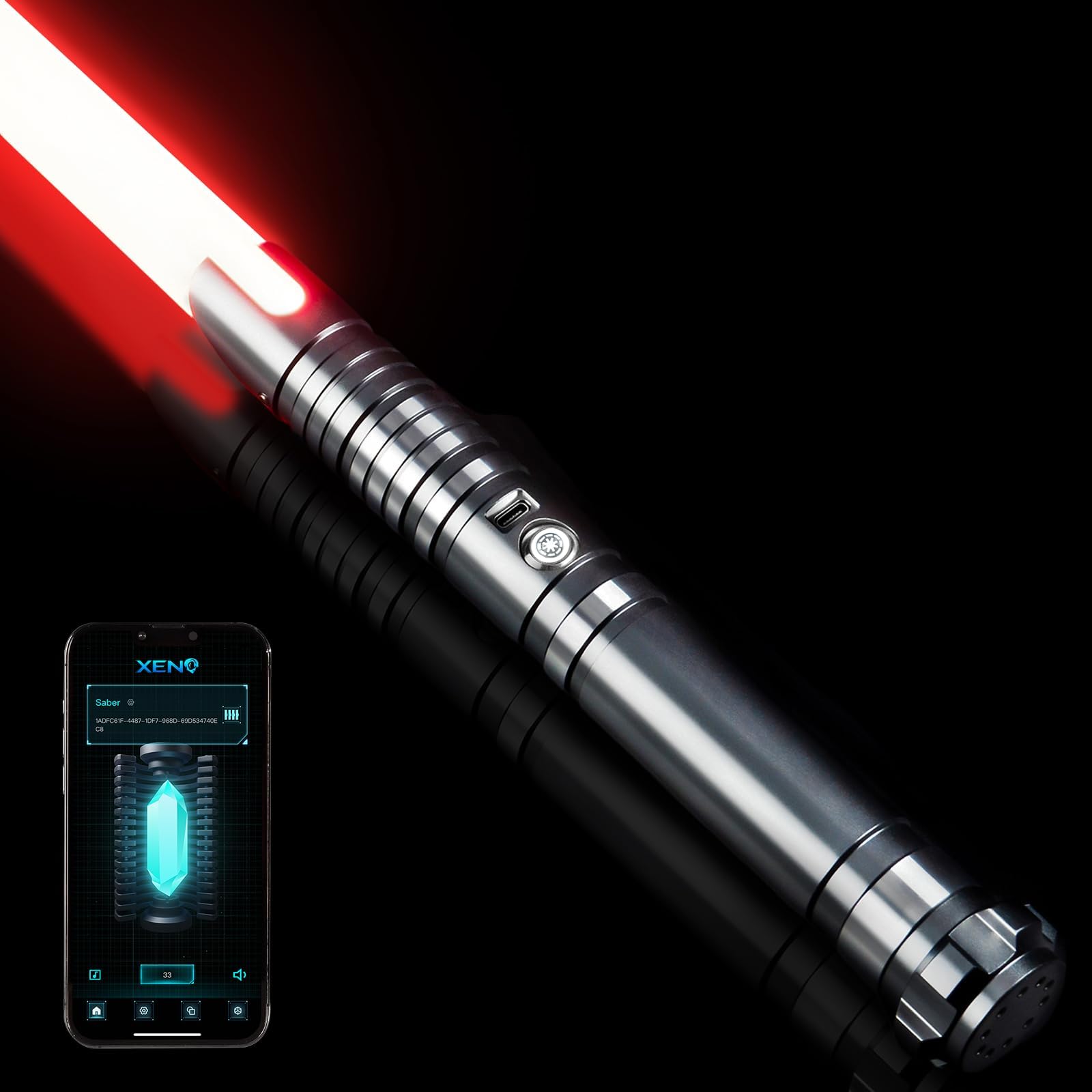 DAMIENSABER Upgrade RGB3.0 Smooth Swing Light Saber, Motion Control with Realistic 16 Sound Fonts, Infinite Color Changing 16 RGB, Heavy Dueling Metal Aluminum Hilt, Adults, Rechargeable