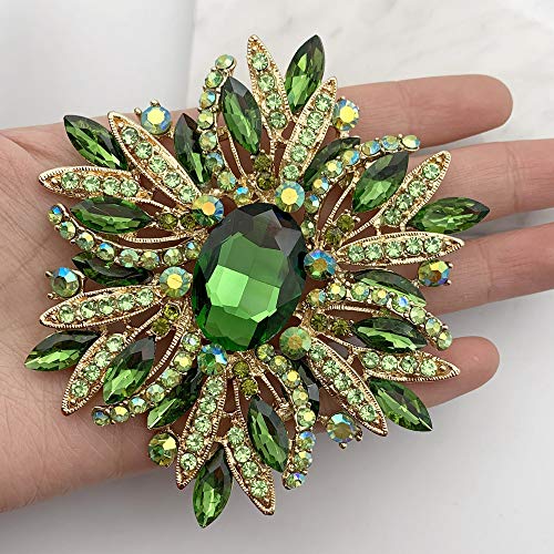 Image of SELOVO 3.5 inch Huge Big Large Brooch Pendant Scarf Hats Decoration Blue Flower Pin Gold Tone