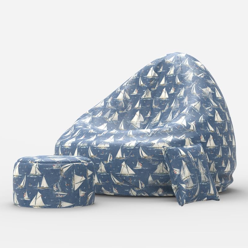 Image of Oreka Home Big Bean Bag - XXXXL Full Printed Bean Bag Sofa with Cushion and Footrest - Dreamer's Diary Theme