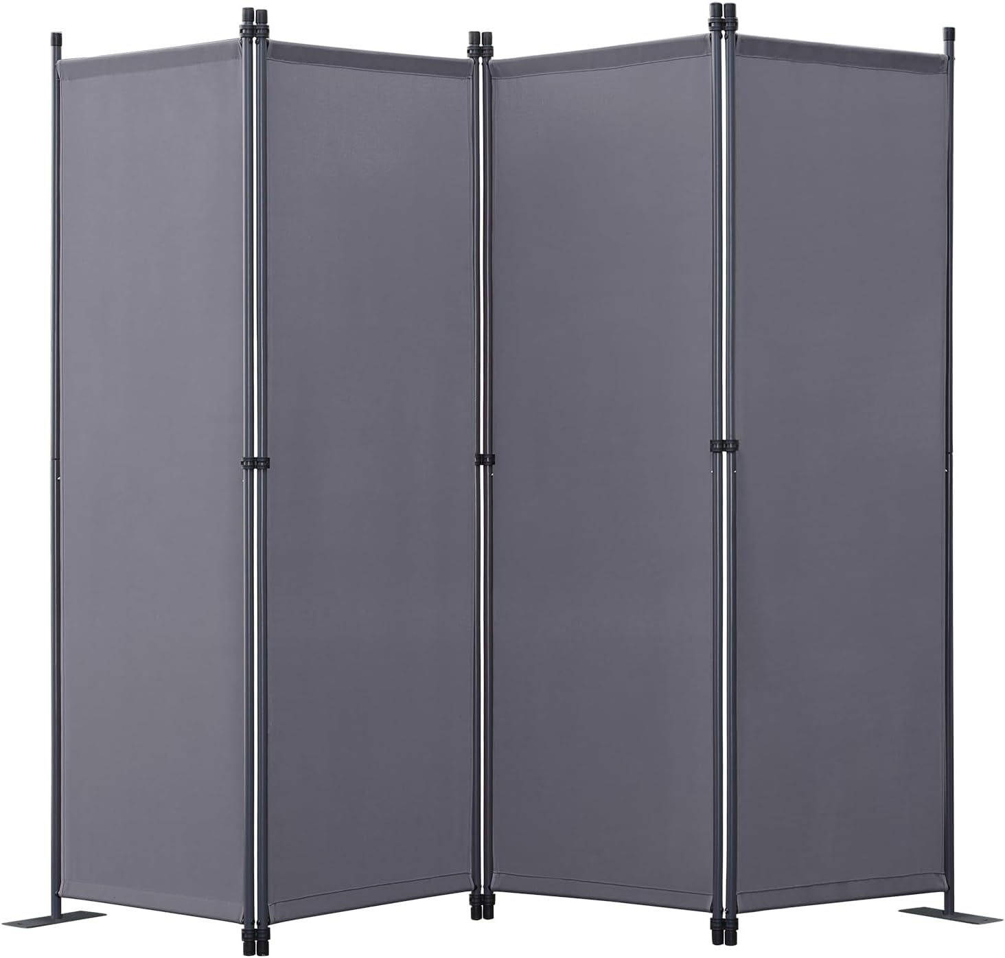 Angel Living Foldable Room Divider 4 Panels Freestanding Screen Wall Room Divider Partition for Offices, Balcony, Bedroom, Outdoor Garden 224 x 165cm Grey
