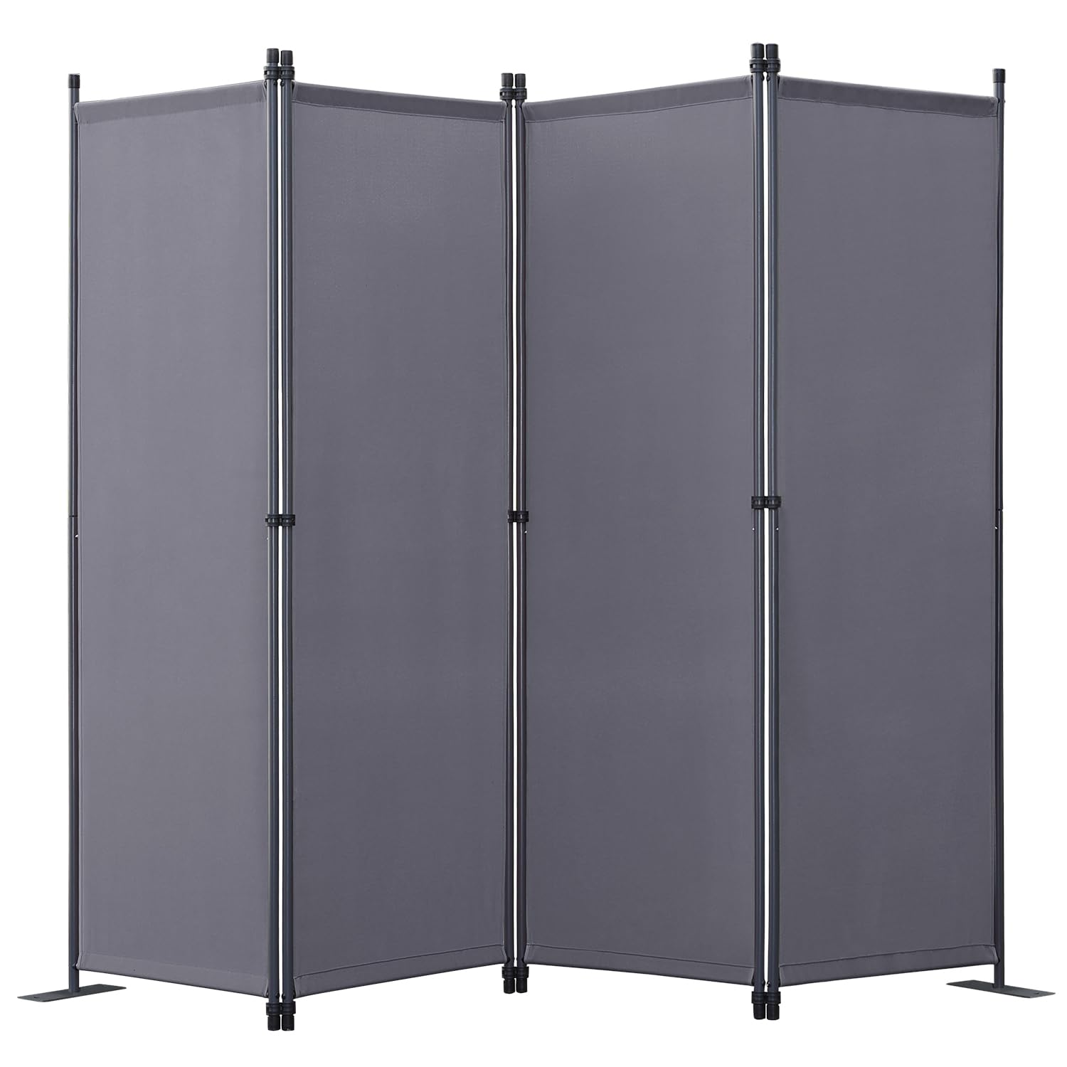 Angel Living Biombo Separador de 4 Paneles, Decoración Elegante, Separador de Ambientes Plegable, Divisor de Habitaciones, 225X165 cm (Gris)