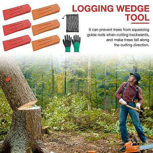 Foto von HRKVSK Fällkeile Forst, 6 Stück Baum Fällkei, Spaltkeil für Holz, Forstkeil, Nachsetzkeil Forst, Fällkeil 6 Zoll Fällkeil zum Fällen von Bäumen mit Gloves, Werkzeuge zum Kontrollierten Fällen