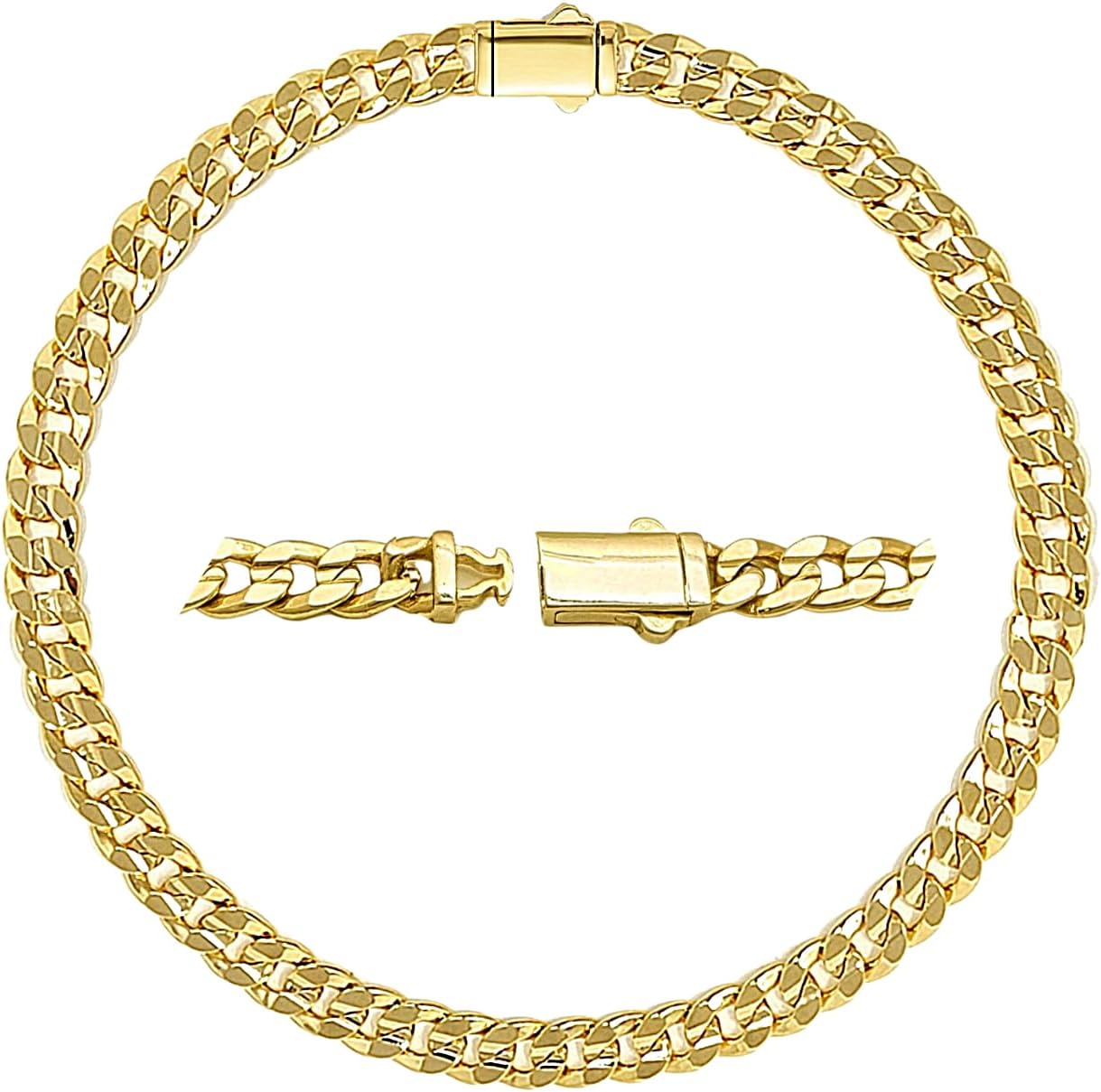 18K Gold Electroplated Cuban Chain Anklet – 5.5mm Concave, 5mm Miami Cuban Link – Made in Korea, 9-12 Inches