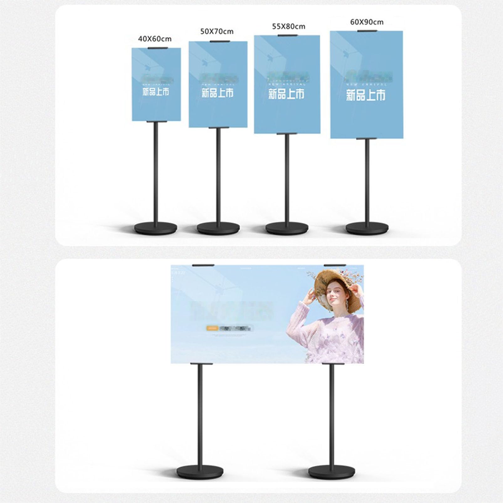Soporte de metal para carteles, soporte ajustable resistente para carteles y pancartas, ideal para bodas, restaurantes y exhibiciones de negocios