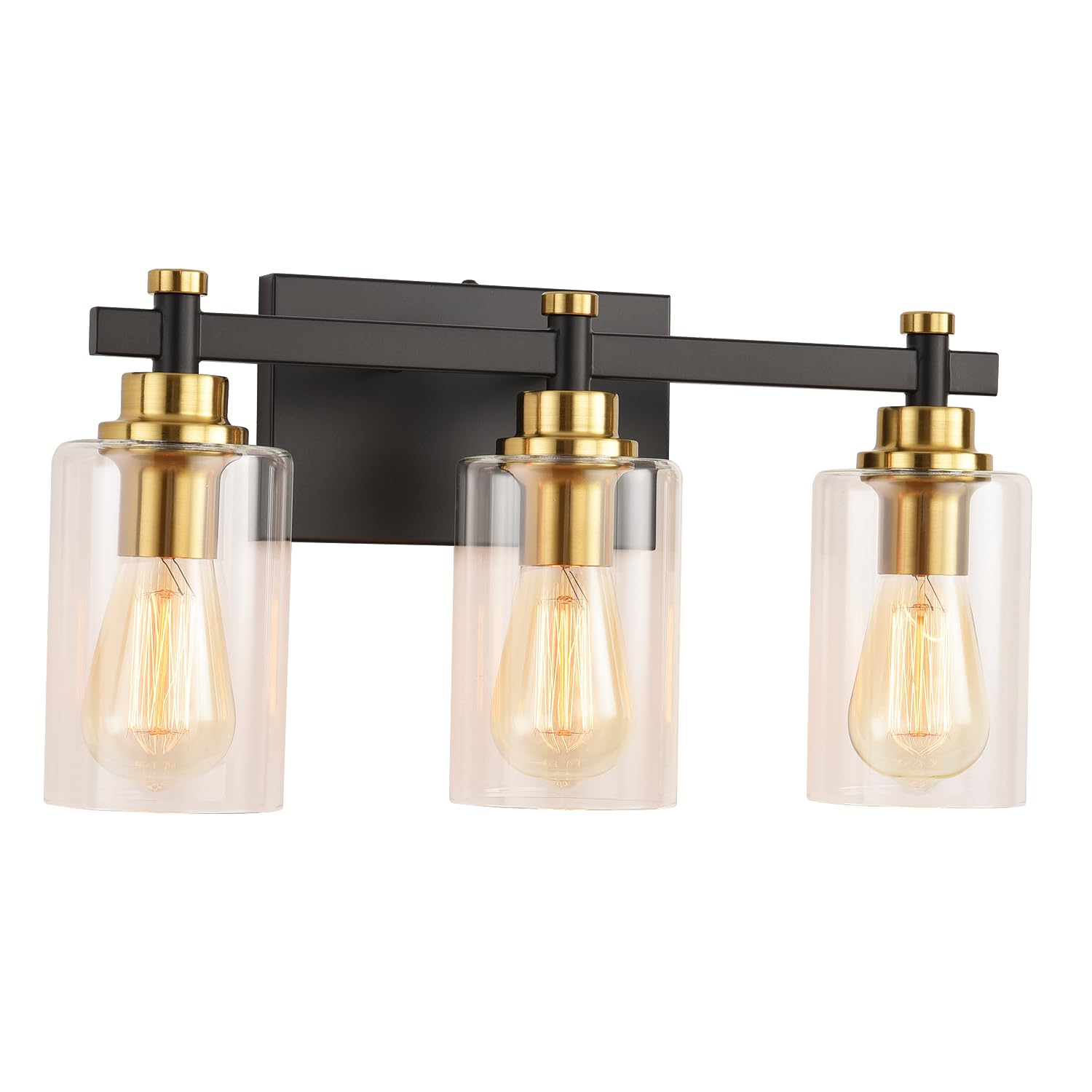 CAFULAM Vintage Bathroom Vanity Light Over Mirror Vanity Light Fixtures, Modern Vanity Light Black with Bronze Vintage