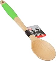 Vista 2 de Chef Craft Juego de cucharas de madera con mango de silicona premium, 14 pulgadas, color verde