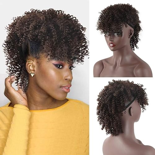 SCENTW Afro Puff Mohawk Ponytail Jerry Curly Non Drawstring Ponytail