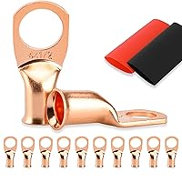 Vista 22 de 8 piezas de extremos de cable de batería, conectores de alambre calibre 1/0, lengüetas de alambre de cobre 1/2, ojales de cobre desnudo con tubo