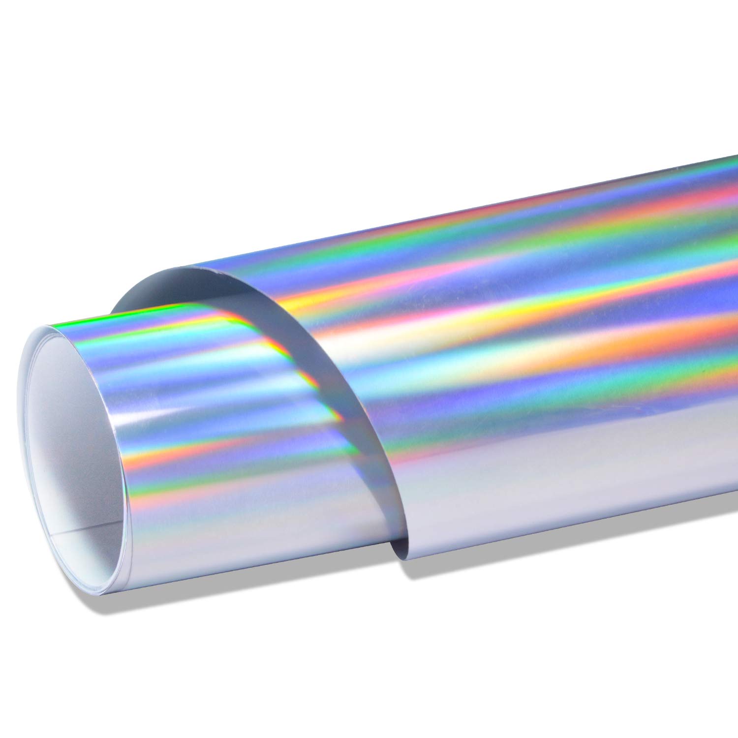 VINYL FROG HTV PU Metallic Holographic Silver Roll 30.5x155cm Iron on Vinyl Easy to Cut & Weed Heat Transfer Vinyl DIY Heat Press Design for T-Shirts