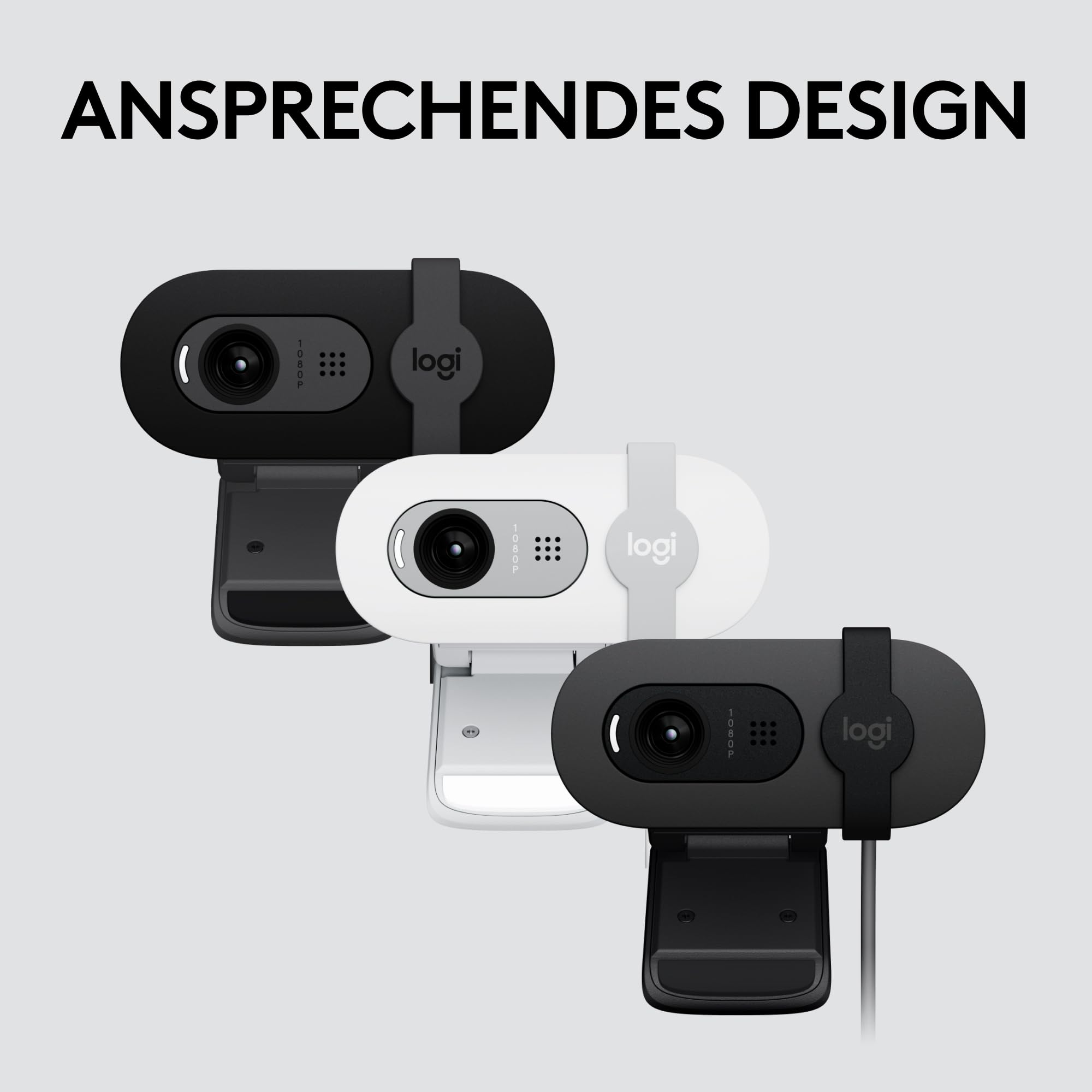 Logitech Brio 100 Full HD-Webcam, Auto-Lichtausgleich, integriertes Mikrofon, USB-A, Graphit