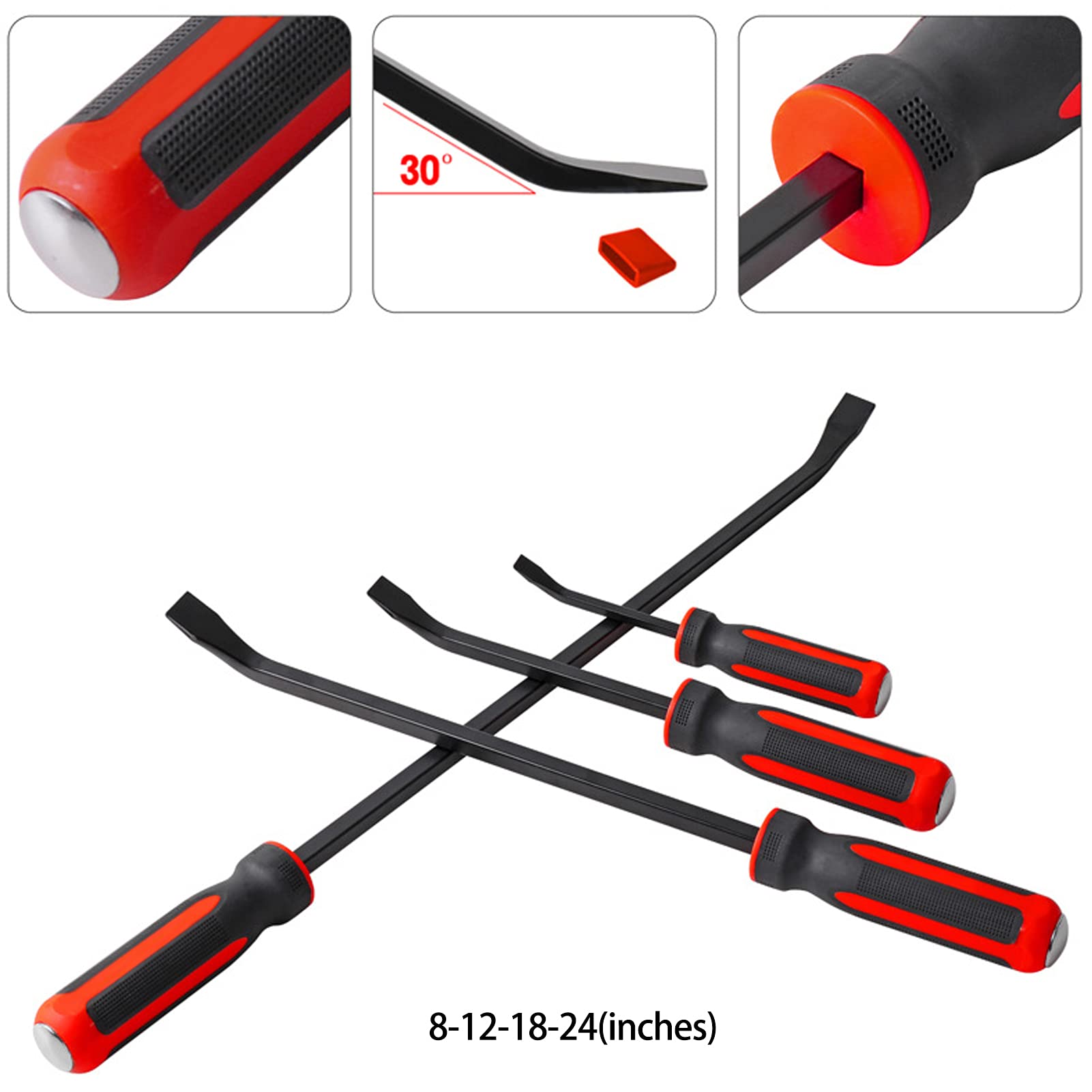 Piede di Porco 300mm, Piede di Porco Professionale, Palanchino, Leva con Impugnatura in Plastica, Teste Battenti in Metallo, per Pneumatici, Attrezzo a Leva per Auto, Moto, Biciclette (12 Pollici)