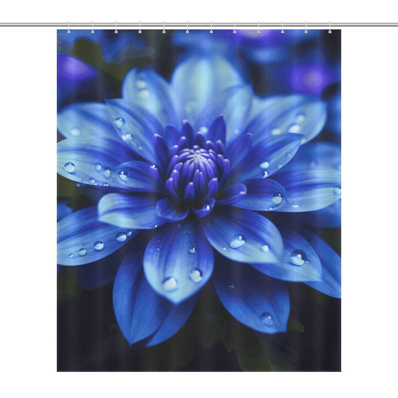 Rideau de douche imperméable bleu floral 152x183 cm pour salle de bain élégante