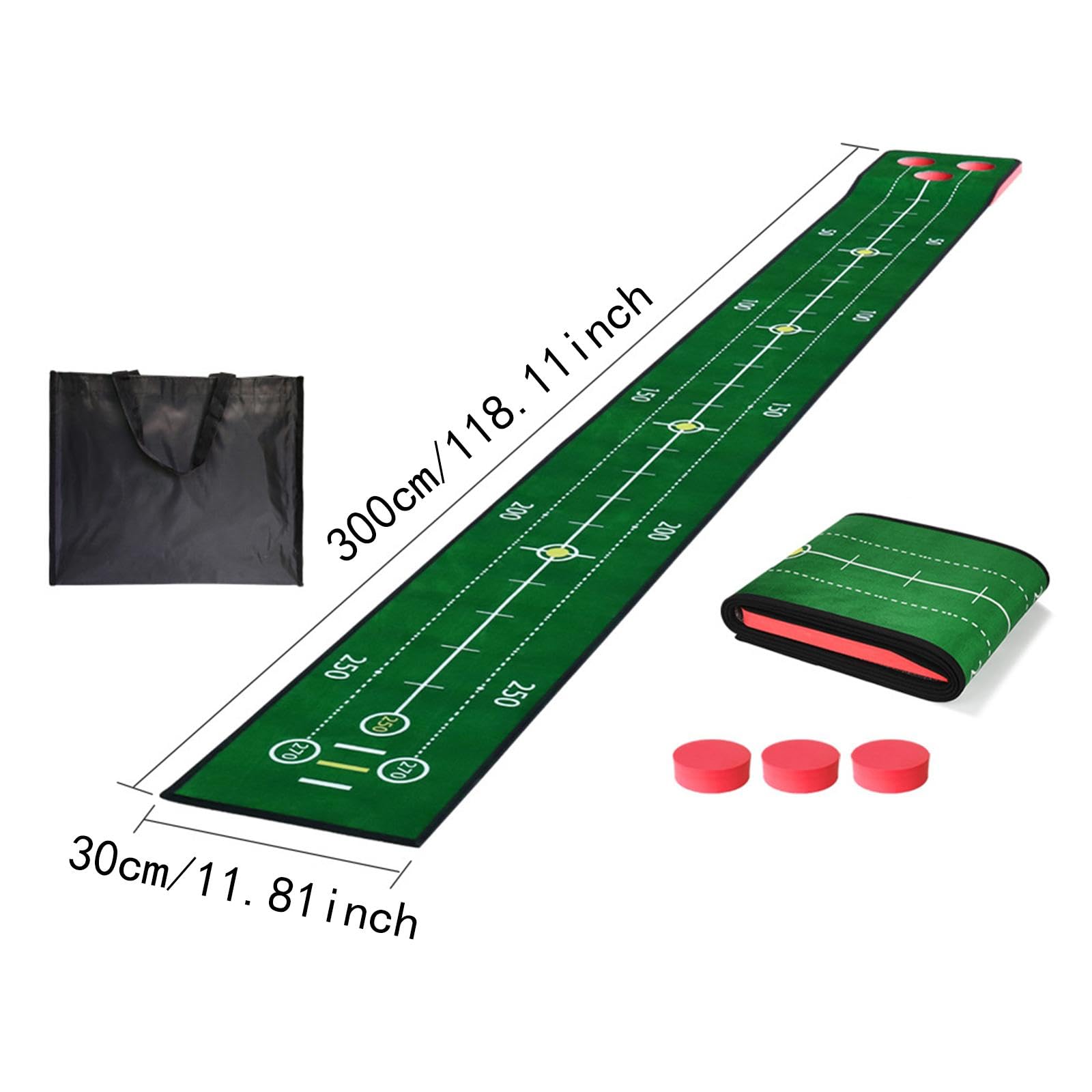 YIJU Golf Putting Mat Alignment Guide Professional Practice Convenient Golf Training Pad for Game Outdoor Backyard Home Exercise, Red No Putter Balls