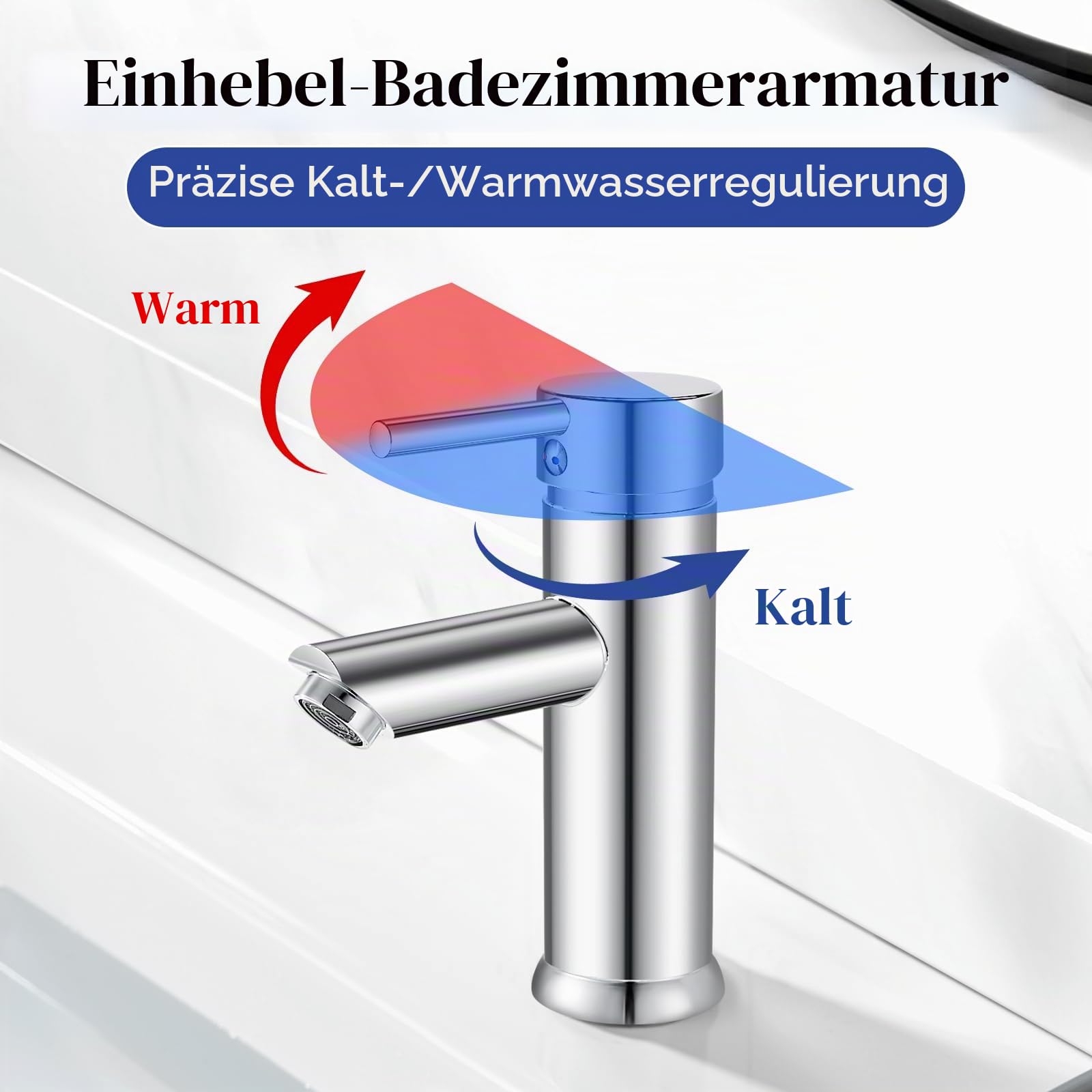 kisimixer Waschtischarmatur mit Zugstangen-Ablaufgarnitur Schlitz, Einhebelmischer Heiß und Kalt Edelstahl Waschbecken Armaturen mit G1/2 Schläuchen, Chrom