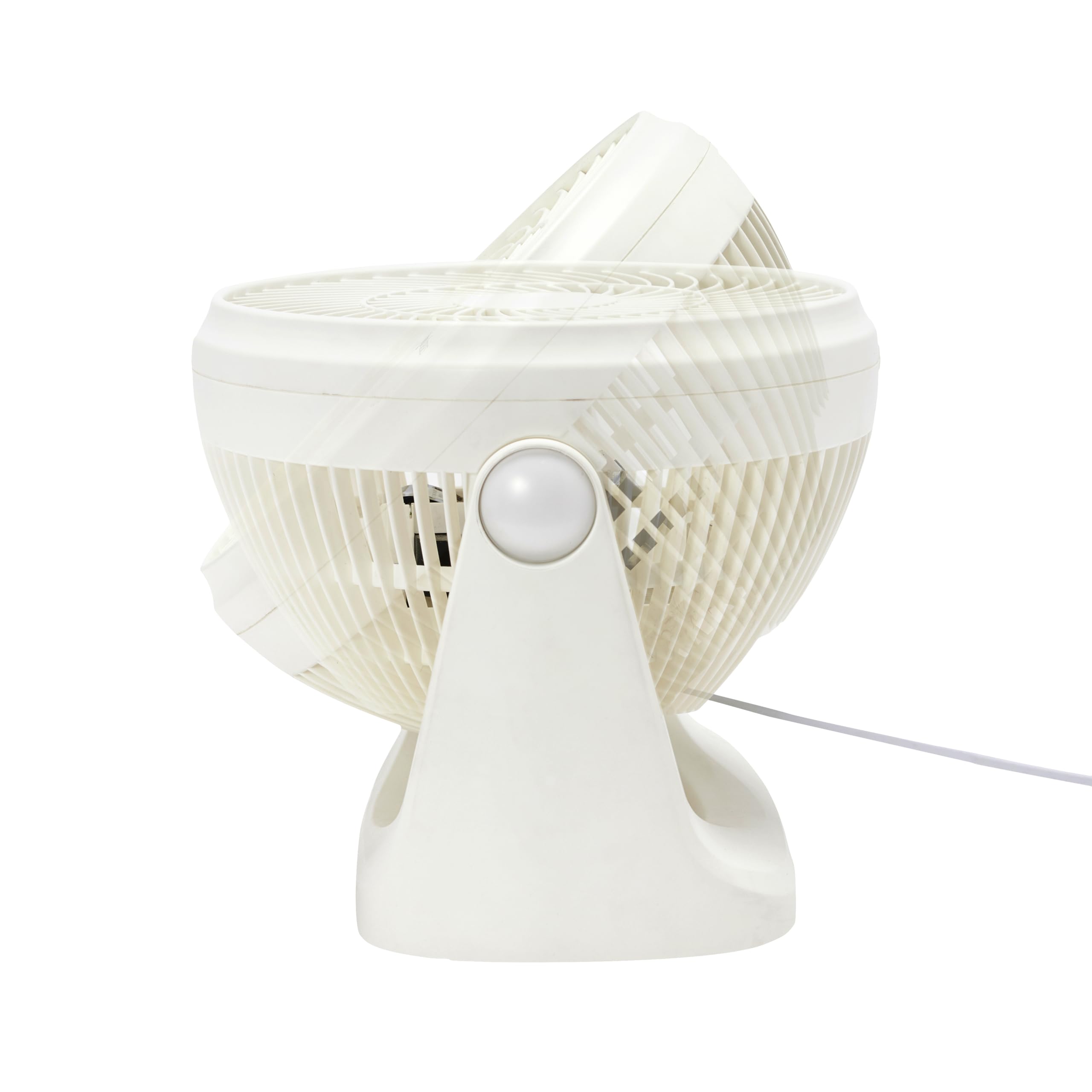Amazon Basics Ventilatore da tavolo portatile, 18 cm, raffreddamento silenzioso, 3 impostazioni di velocità, inclinazione variabile a 90°, Bianco, 15,49 x 27,3 x 27,69 cm