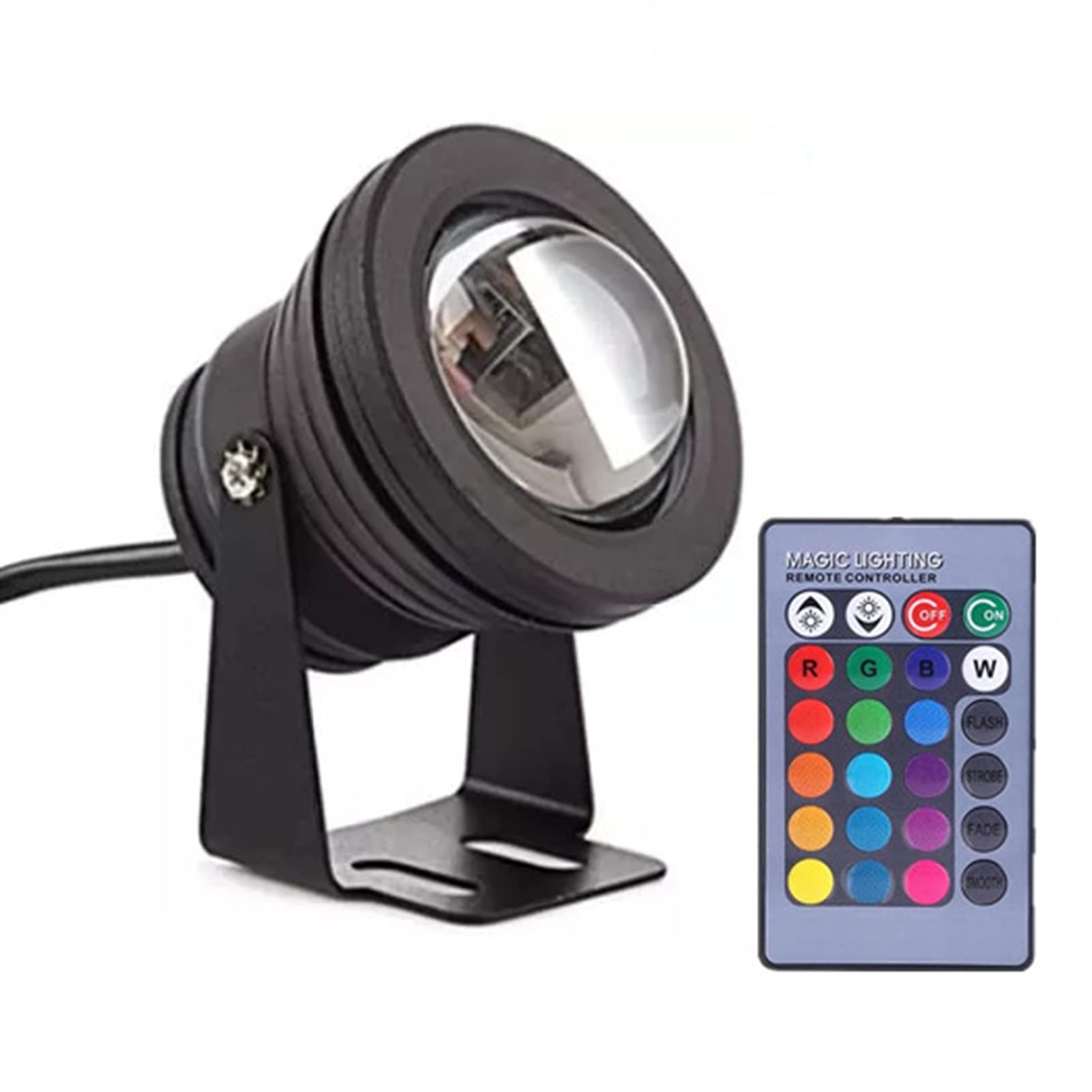 BDSHL LED Spotlight Underwater Light 10w Landscape Light Convex mirror IP68 Waterproof DC12V 24V RF Remote Control Colorful Rockery Fountain Light Swimming Pool