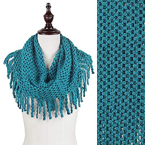 stylesilove Two Tone Womens Winter Warm Mini Tube Infinity Scarf With Fringe3