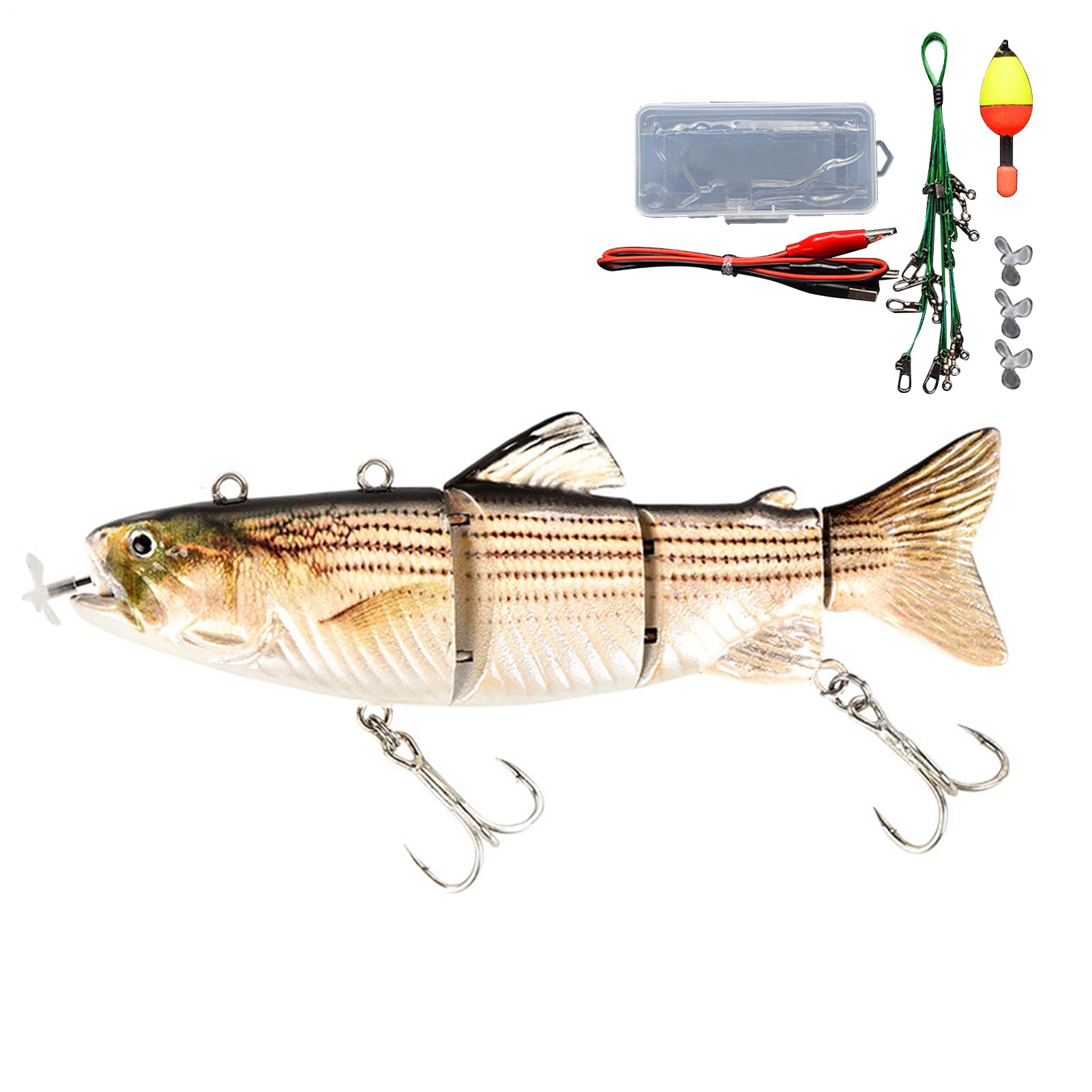 Esca da pesca elettrica, Esca da pesca robotica - Esca da pesca per nuoto robotico realistico | Esca da pesca animata Wobbler illuminata a LED per acqua dolce e salata, Swimbait articolato