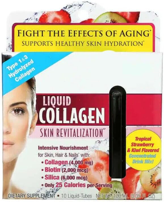 Generic Colageno Liquido Hidrolizado Con Vitamina A y C - Colageno Natural para La Cara Y Piel - Tienen El Mismo Efecto Como Ampolletas De Colageno - 10 Tubos De Liquido - 100% Garantizado!