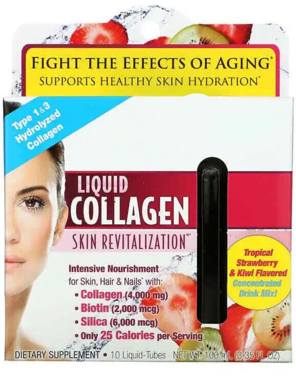 Colageno Liquido Hidrolizado Con Vitamina A y C - Colageno Natural para La Cara Y Piel - Tienen El Mismo Efecto Como Ampolletas De Colageno - 10 Tubos De Liquido - 100% Garantizado!