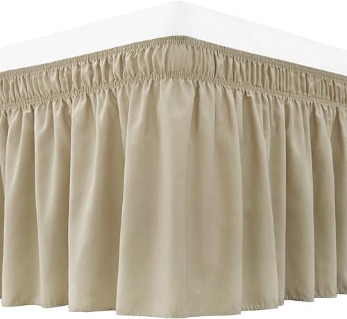 Vista 74 de Falda de cama RIMELA tamaño Queen color verde bebé con caída de 15 pulgadas, falda elástica envolvente, volante que protege contra el polvo