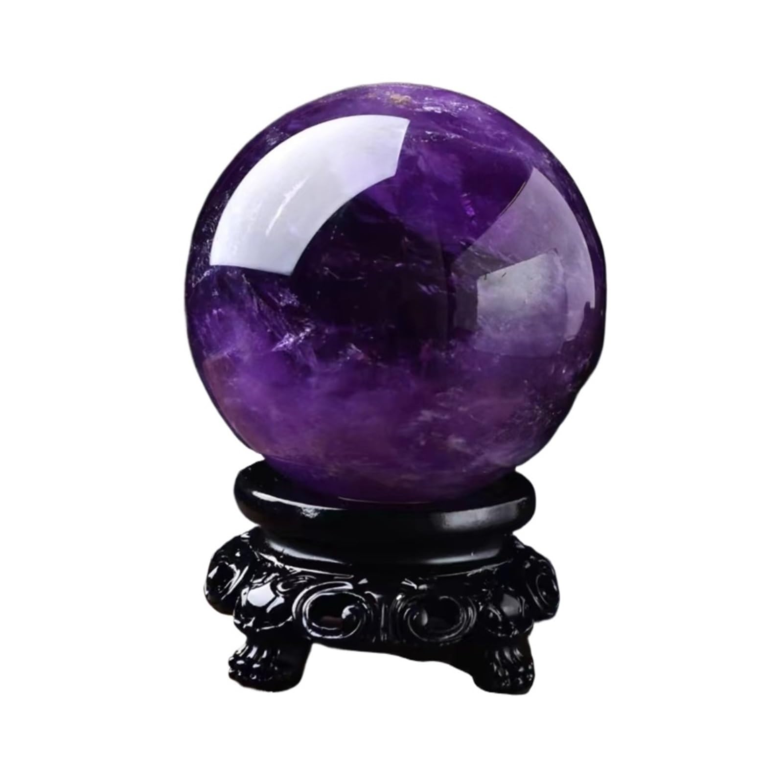 AZHKJKZH Crystal Ball Ornament Crystal Decor Sphere Amethyst Ball With Stand Real For Decoration(7-7.5cm)