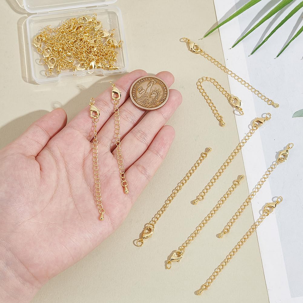 UNICRAFTALE 24 Sets 24K Gold Plated Curb Chain Extender End Chains with Lobster Claw Clasps Brass Chain Extension Tails for Jewelry Making Necklaces Bracelet Anklets 65mm Long - Image 5