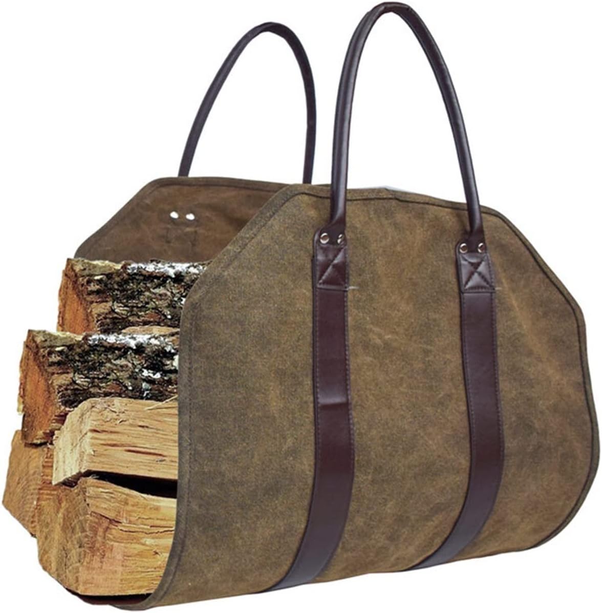 Canvas Firewood Carrier Tote Bag Indoor Fireplace Log Carrier Holders Woodpile Rack Wood Carrying Outdoor Hearth Tools Firewood Storage (A)