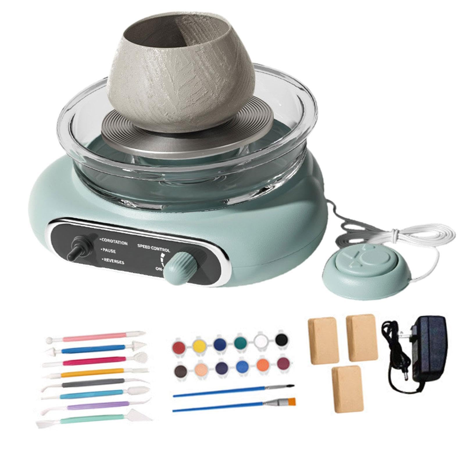 CALANDIS™ Mini Pottery Wheel Kit Clay Forming Adjustable Speed Ceramic Making Machine Green | Pottery Wheels | Ceramics & Pottery | Sculpting, Molding & Ceramics-image-23