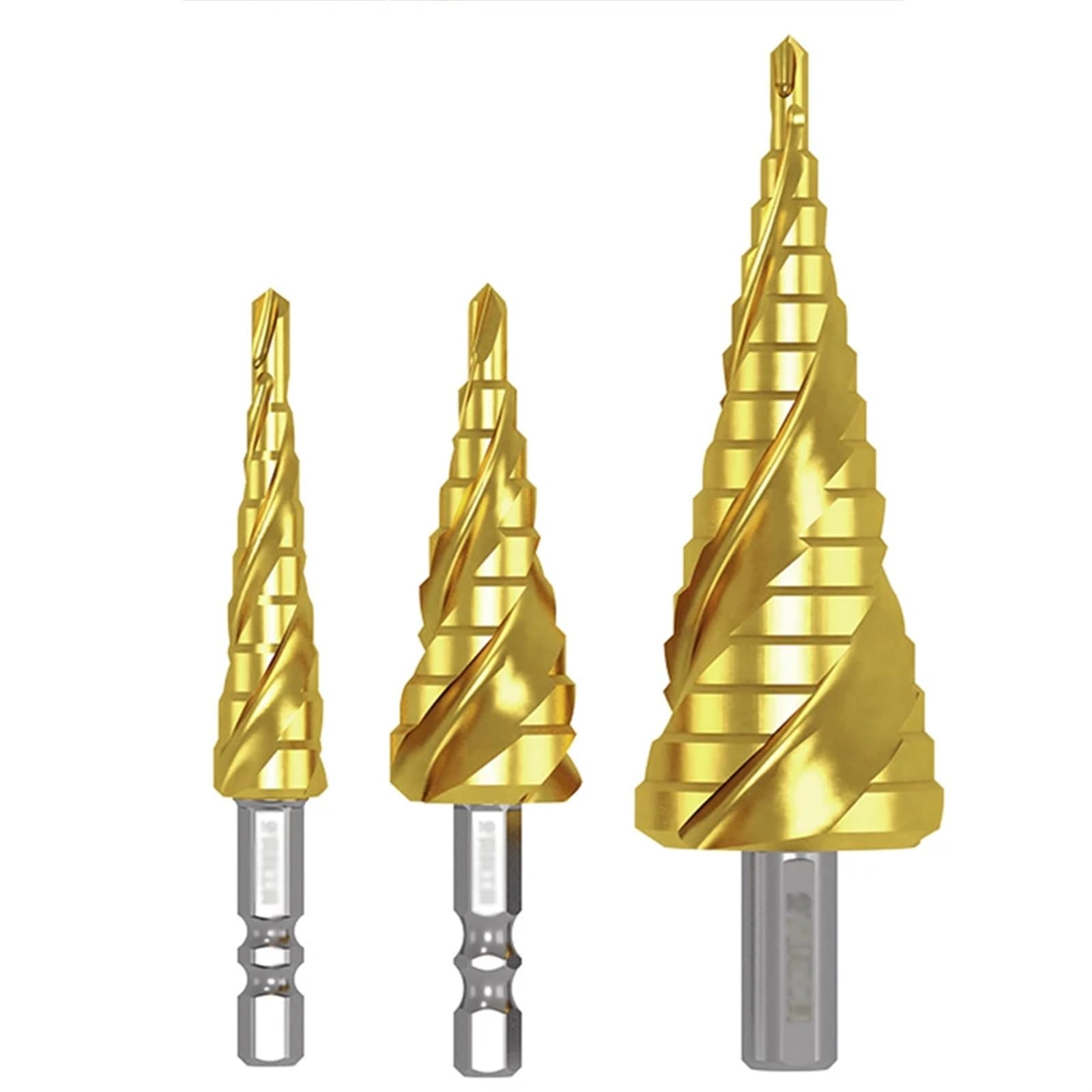 Broca Pagoda de cobalto de grado industrial, broca escariadora de acero inoxidable TiAlN, broca trapezoidal, broca escalonada, broca escalonada, escalones de ranura recta, 1 pieza(15 steps 4-32mm-01)