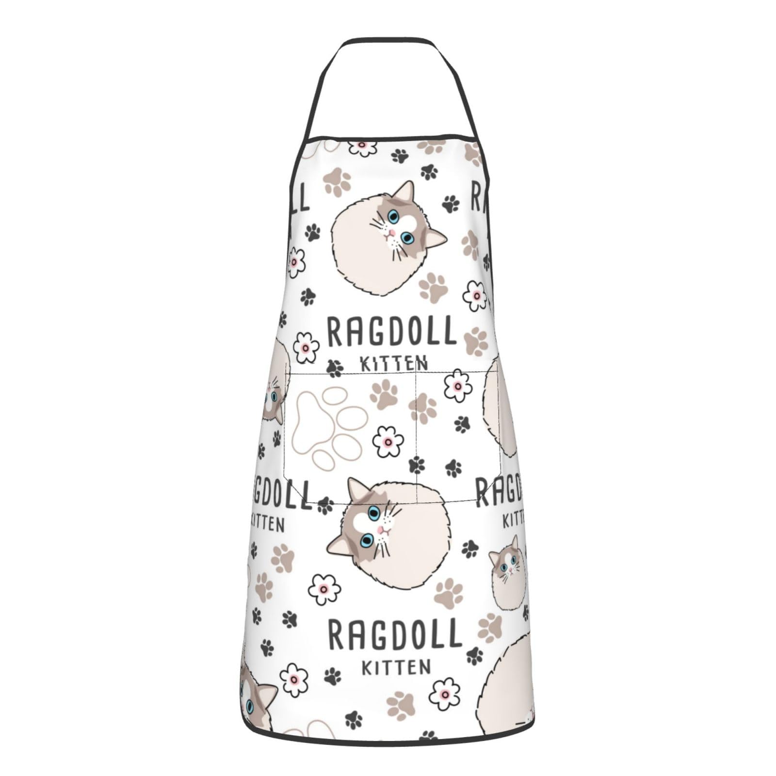 Kwqdozf Unisex As Pic Ragdoll Cat Cute Apron For Chef Apron With Pockets For Kitchen Cooking Baking Crafting