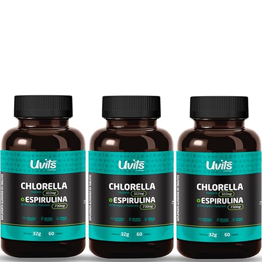 3 Clorella + Spirulina 60 Caplets cada - Uvits