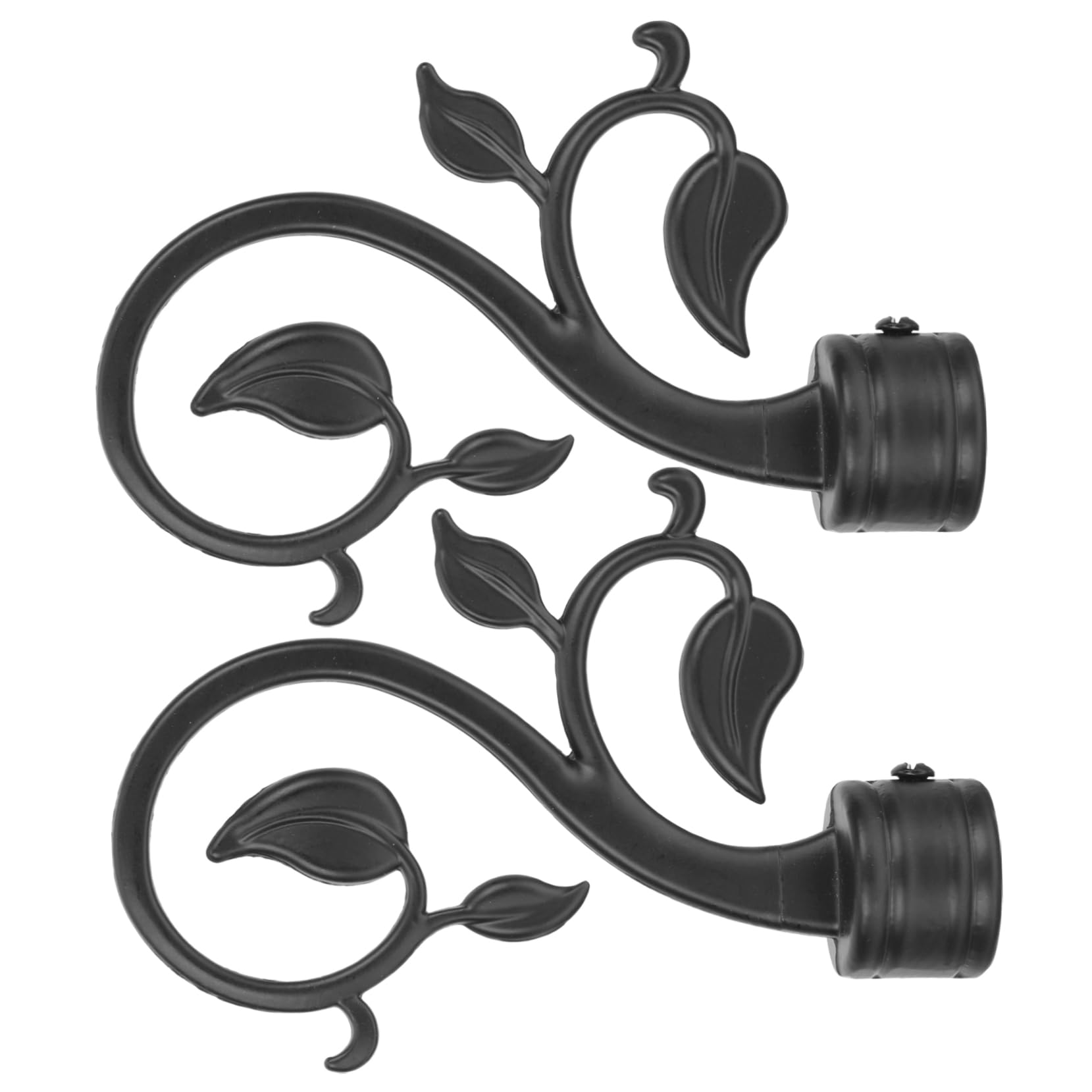 Cabilock 2Pcs Decorative Curtain Rod Finials Stylish Leaf Ends Window Curtain End Stoppers Office Drapery Accessories