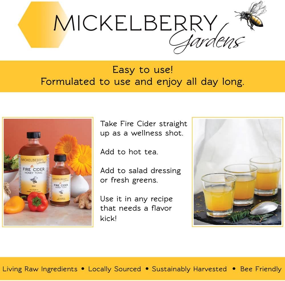 Fire Cider Tonic with Organic Turmeric Root, Ginger Root & Dandelion - Natural Digestion & Immune Support (8 Ounces)