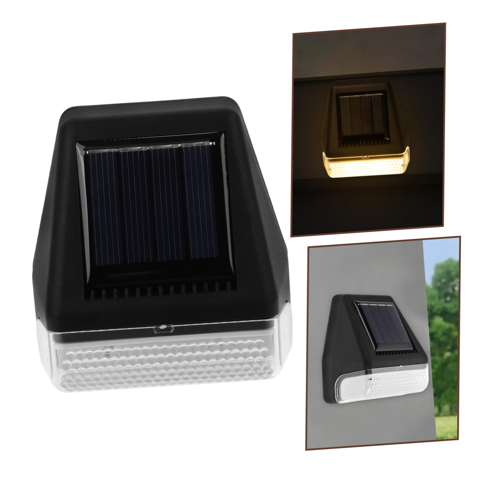 Housoutil 2 Pcs Outdoor Light Waterproof Solar Step Lights for Deck Led Wall Lamp Warm Glow