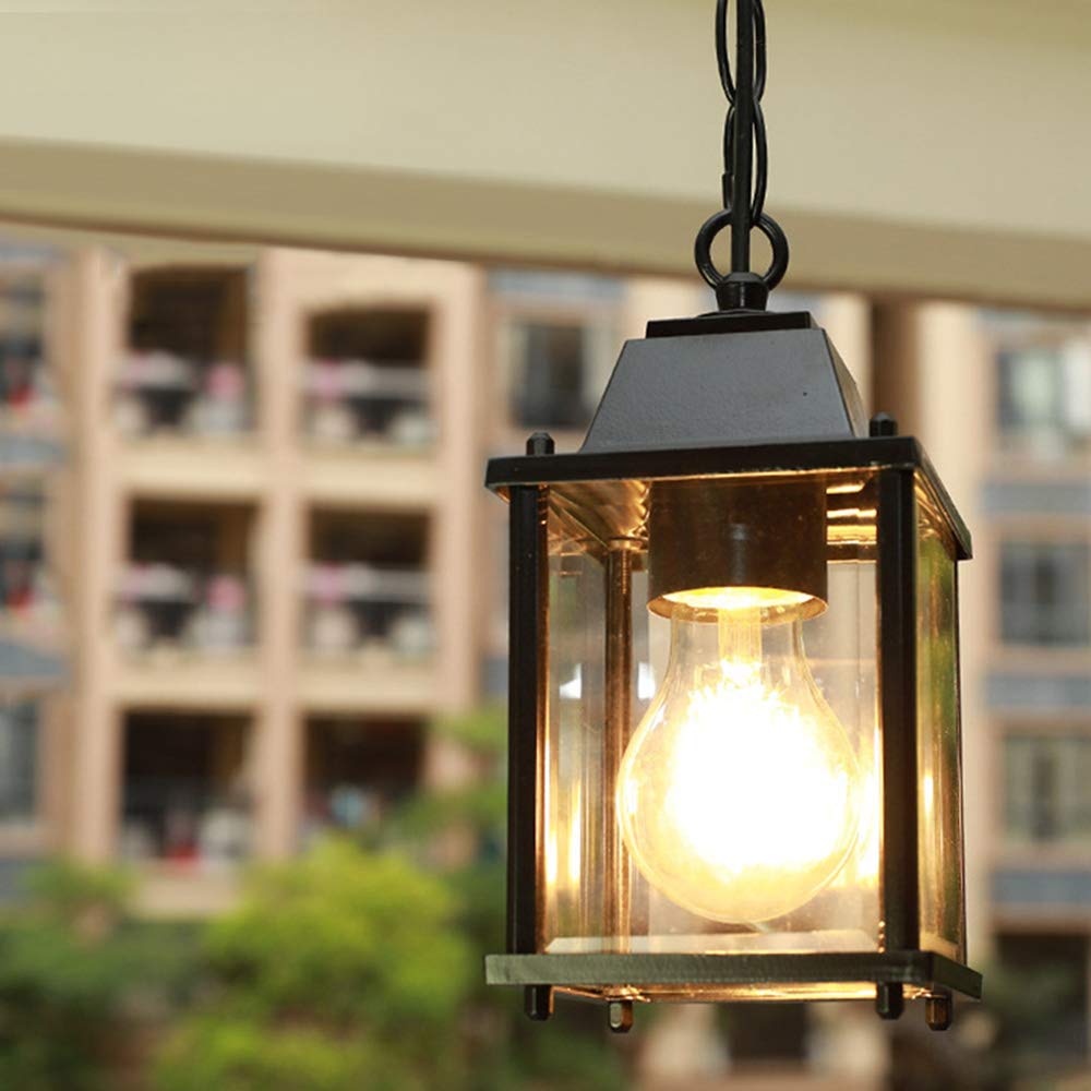 LYMSXAZOU Industrial Vintage Waterproof Pendant Lights - Aluminum & Glass Hanging Ceiling Chandelier for Outdoor Porch Corridor Villa Yard Indoor E27 Adjustable Height