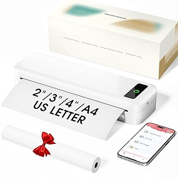Zoolion Portable Printers Wireless for Travel, M835 Bluetooth Thermal Printer, Support 8.5 x 11/A4/4