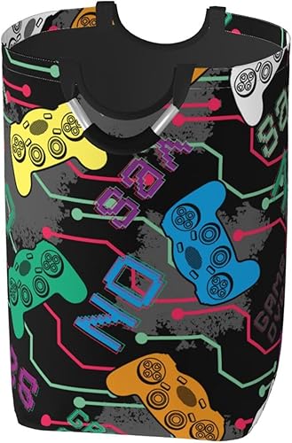 Gbuzozie Joysticks - Cesta de almacenamiento con eslogan de gamepad para videojuegos canasta de almacenamiento con temática de juegos organizador de