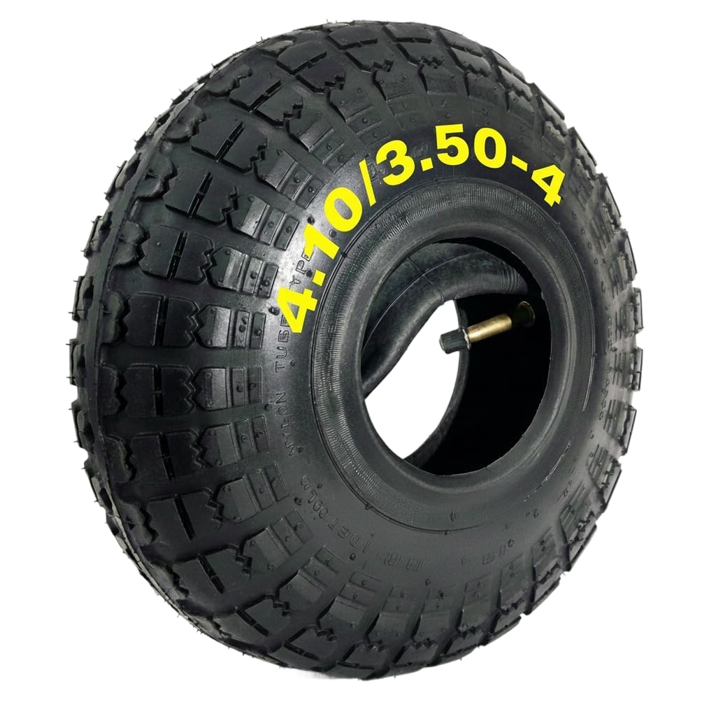 QWORK 2 stuks 4.10/3.50-4 kruiwagen binnenband, vervangende binnenbanden, gebogen ventiel, voor grasverhuizers, steekwagens, 2 stuks