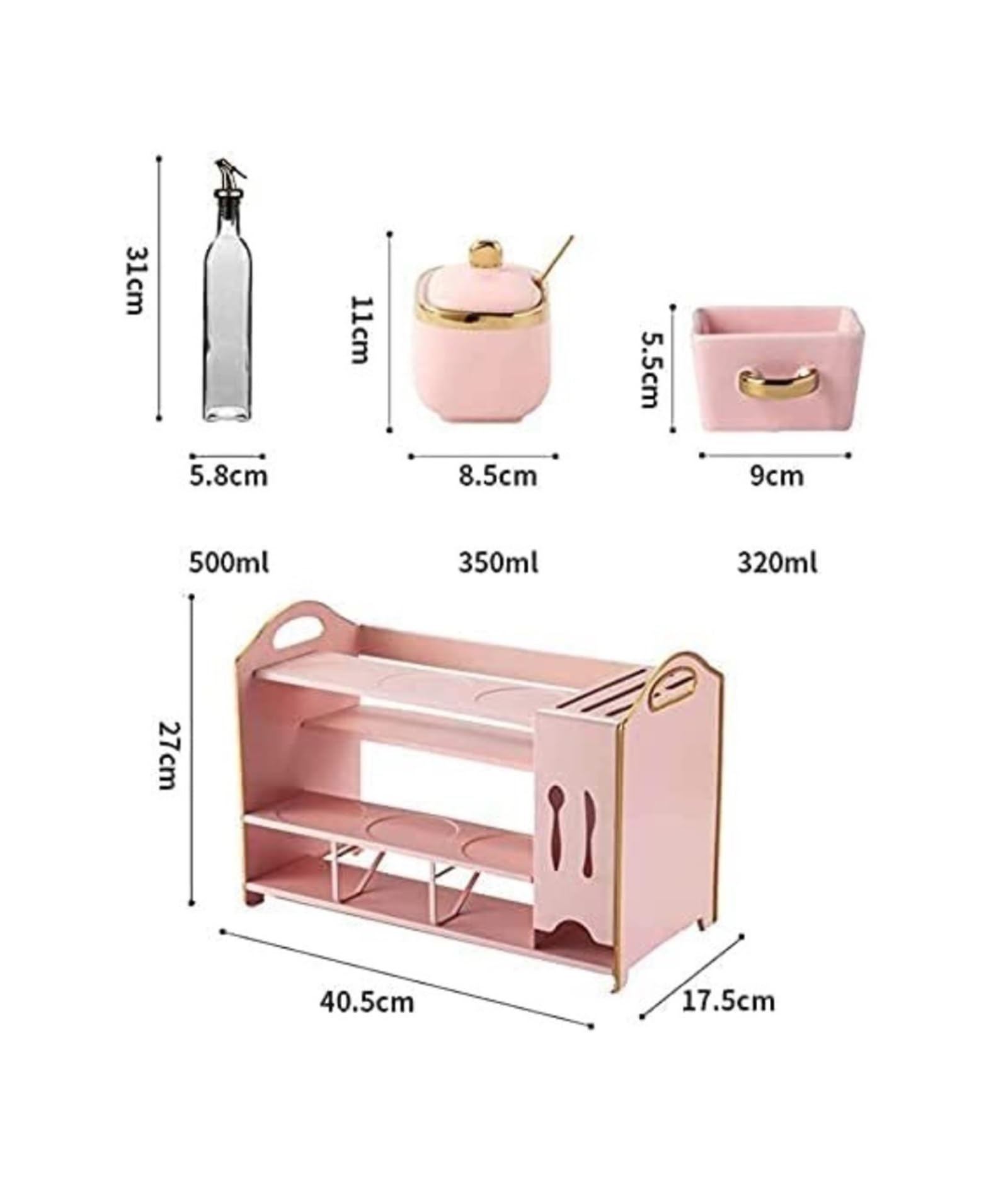 Dosificador de Aceite y Vinagre Botellas de aceite de vidrio 500 ml y tarros de condimentos Botella de condimento de cocina y soporte for cuchillos de cocina, bote de botella de vinagre de aceite coci